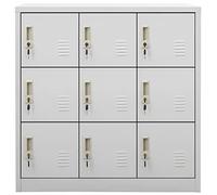 QJBSAVVA Armadietto in Acciaio con Chiavi 9 Scomparti 90x45x92,5 cm | Mobiletto multiuso grigio per ufficio e scuola con 9 vani chiudibili e kit per fissaggio a parete anti ribaltamento.