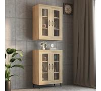 QJBSAVVA Armadietto Pensile a Parete, Madia Alta Mobile Balcone Vetrinetta Espositiva Mobile Bar Per Casa Adatto per Bagno Ufficio Ingresso Cucina Rovere Sonoma 69,5x34x90 cm