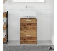 QJBSAVVA Armadietto per Lavandino Bagno in Legno Vecchio 40x37x59 cm con 2 Cassetti Mobile Salvaspazio Stretto Moderno Autoportante per Interni