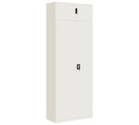 QJBSAVVA Armadio Classificatore 90x40x240 cm in Acciaio Bianco | Mobile componibile alto per ufficio e studio, dotato di 4 ripiani regolabili e serratura di sicurezza per documenti.