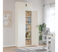 QJBSAVVA Armadio Classificatore in Acciaio Bianco per Ufficio con 4 Ripiani Regolabili e Serratura 90x40x240 cm Design Semplice per Organizzazione Documenti
