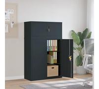 QJBSAVVA Armadio Classificatore in Acciaio Verniciato a Polvere Antracite 90x40x145 cm con Serratura e 2 Ripiani Regolabili per Archivio Documenti Ufficio Design Semplice