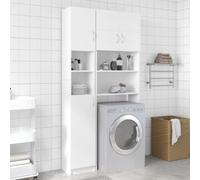 QJBSAVVA Armadio da Bagno Bianco Salvaspazio Stretto Alto in Legno Multistrato 32x25,5x190 cm con 4 Ripiani Ante e 2 Aperti Design Elegante per Ottimizzare Spazio in Bagno