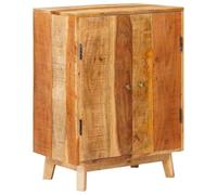 QJBSAVVA Armadio multimediale in legno massiccio di mango, comò marrone, 55 x 35 x 75 cm, credenza con 2 ante a pannello e ripiano, elegante armadietto per soggiorno e corridoio