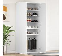 QJBSAVVA Armadio per Scarpe Bianco 80x39x180 cm con 2 Porte e 4 Ripiani, Scarpiera Salvaspazio in Legno Ingegnerizzato per Ingresso e Camera, Mobile Organizzatore Scarpe Moderno (2 Pezzi)