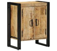 QJBSAVVA Armadio per Scarpe in Legno Massello di Mango e Acciaio Nero, Scaffale Salvaspazio 30x30x40 cm con 2 Ante, Design Rustico per Ingresso e Camera