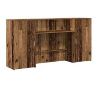 QJBSAVVA Banco Reception 200x50x103,5cm Legno Antico Set 3 Pezzi | Bancone per accoglienza con mobiletti integrati, ideale per uffici aziendali, cliniche mediche e saloni di bellezza.