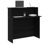 QJBSAVVA Banco Reception Nero in Legno Multistrato 100x50x103,5 cm con Bancone Integrato Design Versatile per Uffici Hotel Cliniche Saloni