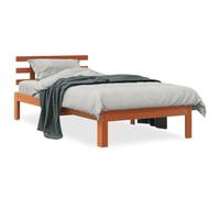 QJBSAVVA Base Letto Matrimoniale/Lettino Singolo Struttura Letto Matrimoniale/Letto Piazza E Mezza Rete Matrimoniale/Rete Singola - Giroletto con Testiera Marrone Cera 90x200 cm Massello Pino