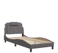 QJBSAVVA Base Letto Matrimoniale/Lettino Singolo Struttura Letto Una Piazza E Mezza/Rete Letto Singolo - Giroletto con Luci LED Grigio 90x200 cm in Similpelle