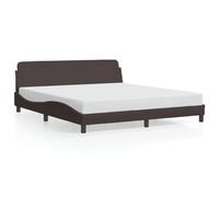 QJBSAVVA Bed Frame Struttura Letto Matrimoniale/Letto Piazza E Mezza Rete Matrimoniale/Rete Singola - Giroletto con Testiera Marrone Scuro 160x200 cm in Tessuto per Soggiorno