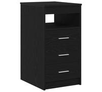 QJBSAVVA Cassettiera nera effetto rovere, 40 x 50 x 76 cm, comò con 3 cassetti e vano portaoggetti, moderno armadietto in legno per soggiorno, corridoio e ufficio