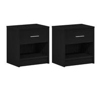 QJBSAVVA Comodini 2 pz con Cassetto e Vano Nero 39x28x41 cm | Set di due tavolini da notte neri con vano a giorno e cassetto per organizzare la camera da letto o la zona notte.