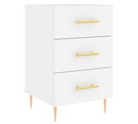 QJBSAVVA Comodino Bianco 40x40x66 cm in Legno Multistrato | Mobiletto da notte bianco con cassetti e piedini metallici, ideale per riordinare la camera da letto moderna.
