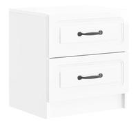 QJBSAVVA Comodino Bianco Lucido con 2 Cassetti 43x34,5x44,5 cm | Tavolo da notte vintage per camera da letto con maniglie nere a barra e ampio spazio per organizzare i tuoi oggetti.