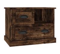 QJBSAVVA Comodino da Camera da Letto Rovere Fumo 60x39x45 cm | Mobiletto elegante per camera da letto con un vano a giorno e due cassetti per riordinare accessori personali e libri.