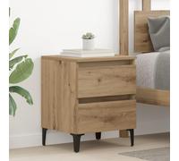 QJBSAVVA Comodino in Legno Ingegnerizzato per Camera da Letto con 2 Cassetti, Design Rustico Marrone, Dimensioni 35x40x50 cm, Mobiletto Salvaspazio