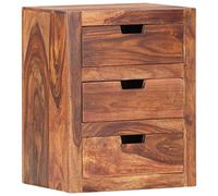 QJBSAVVA Comodino in Legno Massello di Acacia 40x30x50 cm con 3 Cassetti, Comodino Piccolo Stretto Mobiletto Salvaspazio per Camera da Letto e Soggiorno, Design Rustico Elegante Finitura