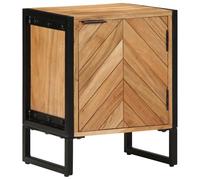 QJBSAVVA Comodino in Legno Massello di Mango 40x30x50 cm Moderno con Dettagli Metallo Nero, Mobiletto Salvaspazio per Camera da Letto