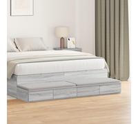 QJBSAVVA Comodino Moderno Grigio Sonoma 150x36,5x16,5 cm in Legno con 4 Cassetti Spaziosi, Mobiletto Stretto Salvaspazio per Camera da Letto, Soggiorno o Appartamento