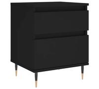 QJBSAVVA Comodino Nero 40x35x50 cm in Legno Multistrato e Metallo | Elegante mobiletto per camera da letto con cassetto, anta e gambe in metallo per un'organizzazione ideale dello spazio.