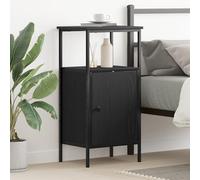 QJBSAVVA Comodino Nero per Camera da Letto in Legno Rovere Ingegnerizzato Dimensioni 41x31x80 cm con Scaffale Chiuso Design Moderno Salvaspazio per Arredamento Contemporaneo