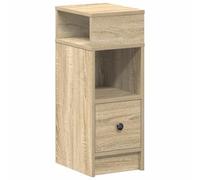 QJBSAVVA Comodino Stretto 25x31x66 cm Rovere Sonoma con Cassetto | Mobiletto salvaspazio da camera da letto con vani aperti e kit anti-ribaltamento per organizzare la zona notte.