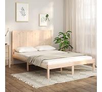 QJBSAVVA Cornice per letto in legno massiccio, 140 x 200 cm, in pino non trattato, robusta struttura per letto con testiera alta, design moderno per camera da letto e camera degli ospiti