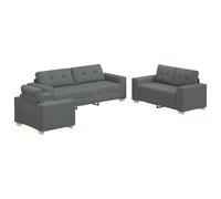 QJBSAVVA Couch Divanetto da Esterno Poltrona da Lettura Divanetto da Giardino - Set divano 3 pezzi grigio scuro con cuscini per Campeggio Camera Da Letto Esterno Interno