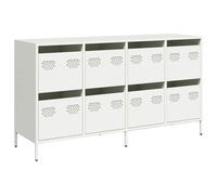 QJBSAVVA Credenza 8 Cassetti in Acciaio Bianco 135x39x73,5 cm | Mobiletto multiuso con 8 vani e struttura in metallo, ideale per organizzare al meglio il soggiorno o lo studio.