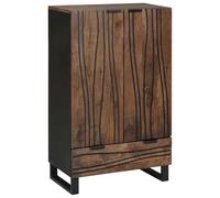 QJBSAVVA Credenza alta marrone, 60 x 33,5 x 100 cm, credenza in legno di mango massiccio e legno, elegante armadio con 3 ante per soggiorno e sala da pranzo