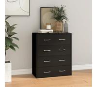 QJBSAVVA Credenza, Armadio Ufficio Mobile Multiuso Scarpiera Mobile Consolle Ingresso Moderno Adatto per Cucina Soggiorno Ufficio Bagno con 4 Cassetti 60x30,5x71 cm Nera