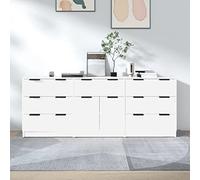 QJBSAVVA Credenza bianca 3 pezzi Set in legno con cassetti - Design moderno per soggiorno, cucina e corridoio
