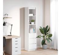 QJBSAVVA Credenza Bianca per Cucina Salvaspazio in Legno Multistrato 37,5x35x180 cm con 3 Cassetti e 3 Scaffali, Mobile Multiuso Stabile per Casa Soggiorno Bagno