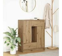 QJBSAVVA Credenza con Cassetti e Ante in Legno Tecnico Rovere Artigianale 73x31x90 cm Mobile Multiuso per Cucina Soggiorno o Ingresso con Ampio Spazio di Archiviazione