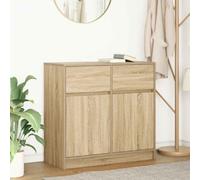 QJBSAVVA Credenza con Cassetto Rovere Sonoma 80x34x76 cm in Truciolato - Mobile Cucina Salvaspazio con Ampio Spazio Archiviazione per Soggiorno, Cucina e Ufficio