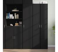 QJBSAVVA Credenza Cucina Alta in Legno Multistrato Nera 40x42,5x185 cm Mobile Dispensa con Ante per Soggiorno Ingresso Cucina