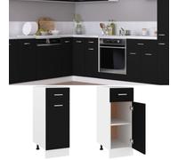 QJBSAVVA Credenza Cucina Armadietto da Esterno Mobiletto Bagno Salvaspazio Mobile Ingresso - Armadio con Cassetto Nero 30x46x81,5 cm in Legno Multistrato per Soggiorno Bagno Cucina Camera Da Letto