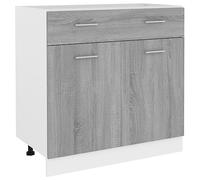 QJBSAVVA Credenza Cucina Armadietto da Esterno Mobiletto Bagno Salvaspazio Mobile Ingresso - Mobile con Cassetto Grigio Sonoma 80x46x81,5 Legno Multistrato per Soggiorno Bagno Cucina Camera Da Letto