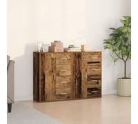 QJBSAVVA Credenza Cucina e Soggiorno 2 Pezzi in Legno Vecchio Rustico, Madia Salvaspazio con 12 Comparti e 4 Ante, Finitura Invecchiata, Dimensioni 60x31x84 cm per Sala da Pranzo