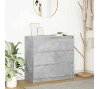 QJBSAVVA Credenza Cucina Grigio Cemento Multiuso 80x35x76 cm con 3 Cassetti Legno Multistrato per Cucina Soggiorno Bagno