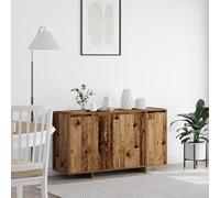 QJBSAVVA Credenza Cucina in Legno Massello di Recupero Rustica Antica, Mobile da Pranzo con Finitura Invecchiata per Sala da Pranzo, Marrone, 135 x 40.5 x 75 cm
