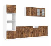 QJBSAVVA Credenza Cucina Mobile Cucina Mobile da Cucina Mobile Ingresso - Set Mobili da Cucina 7 pz Kalmar Rovere Fumo Legno Multistrato per Esterno Camera Da Letto Ufficio Bagno