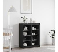 QJBSAVVA Credenza Cucina Moderna con Luci LED Nero Rovere 100x41x37 cm, Mobile Dispensa Salvaspazio per Sala da Pranzo, Legno Ingegnerizzato Laccato