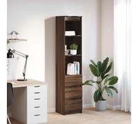 QJBSAVVA Credenza Cucina Multiuso con 3 Cassetti e 3 Scaffali, Mobile Alto per Cucina Soggiorno Ingresso, Legno Multistrato Rovere Marrone, 37.5x35x180 cm, Soluzione Salvaspazio