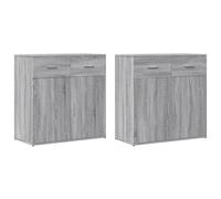 QJBSAVVA Credenza Cucina Salvaspazio Grigio Sonoma 79x38x80 cm Legno Multistrato Robusta Design Moderno per Cucina Soggiorno Ingresso 2 Pezzi