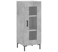 QJBSAVVA Credenza Grigio Cemento 34,5x34x90 cm con Anta in Vetro | Mobiletto multiuso compatto per soggiorno ed ingresso con vano espositivo e pratico sportello in vetro.
