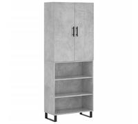 QJBSAVVA Credenza Grigio Cemento 69,5x34x180 cm Mobile Libreria Alta | Mobiletto alto con ante e scaffali a giorno per soggiorno o studio, piedini in metallo e finitura grigio cemento moderna.