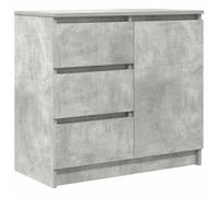 QJBSAVVA Credenza grigio cemento, 71 x 35 x 65 cm, comò con 3 cassetti e 1 anta, credenza moderna in legno per soggiorno, corridoio e ufficio in casa