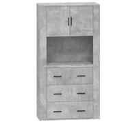 QJBSAVVA Credenza Grigio Cemento in Legno Multistrato 80x33 cm 2 Pezzi | Mobiletto contenitore salotto componibile salvaspazio con sopralzo rialzato versatile per soggiorno e ingresso.